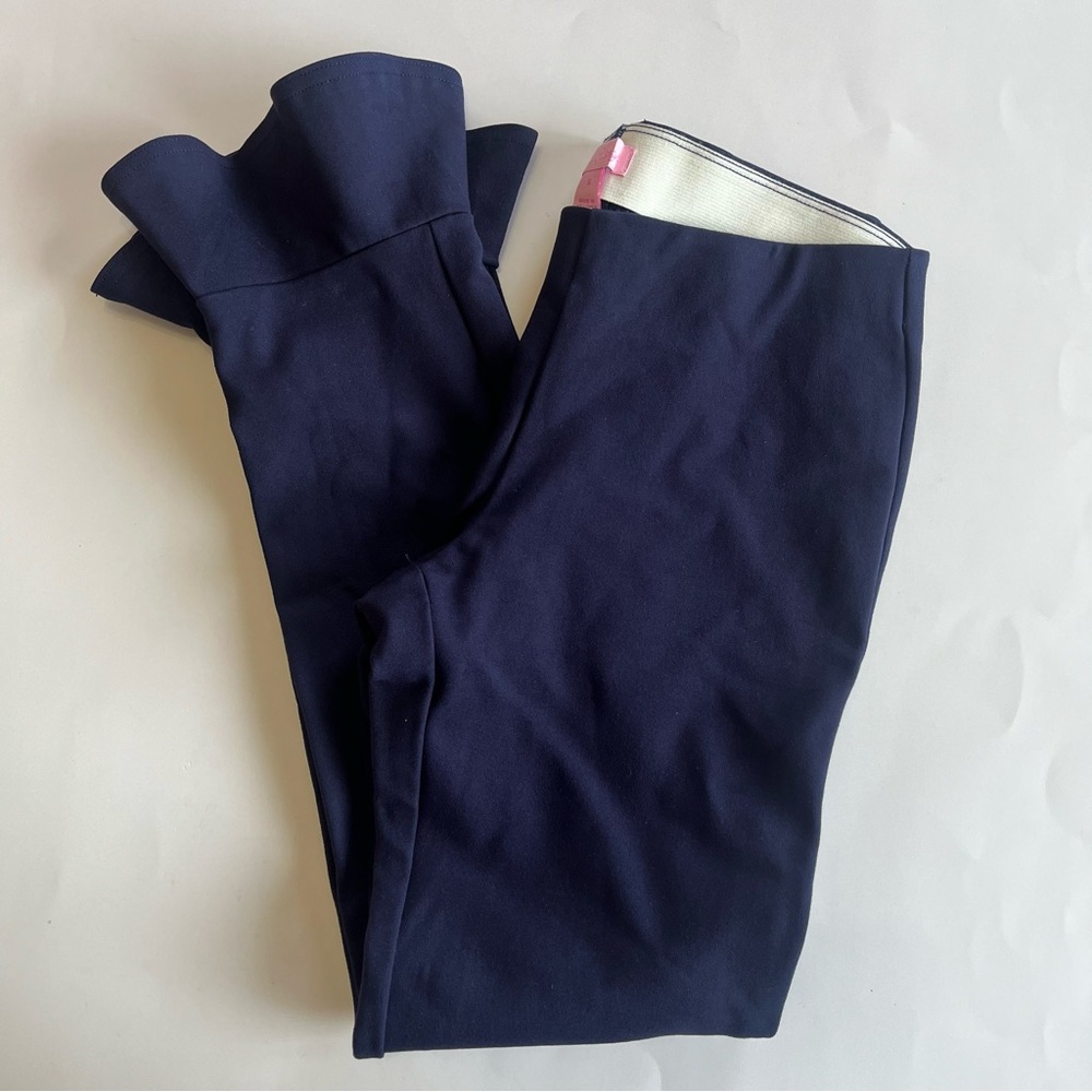 Lilly Pulizter Women's‎ Small Navy Ruffle Hem Pull on Skinny Pants